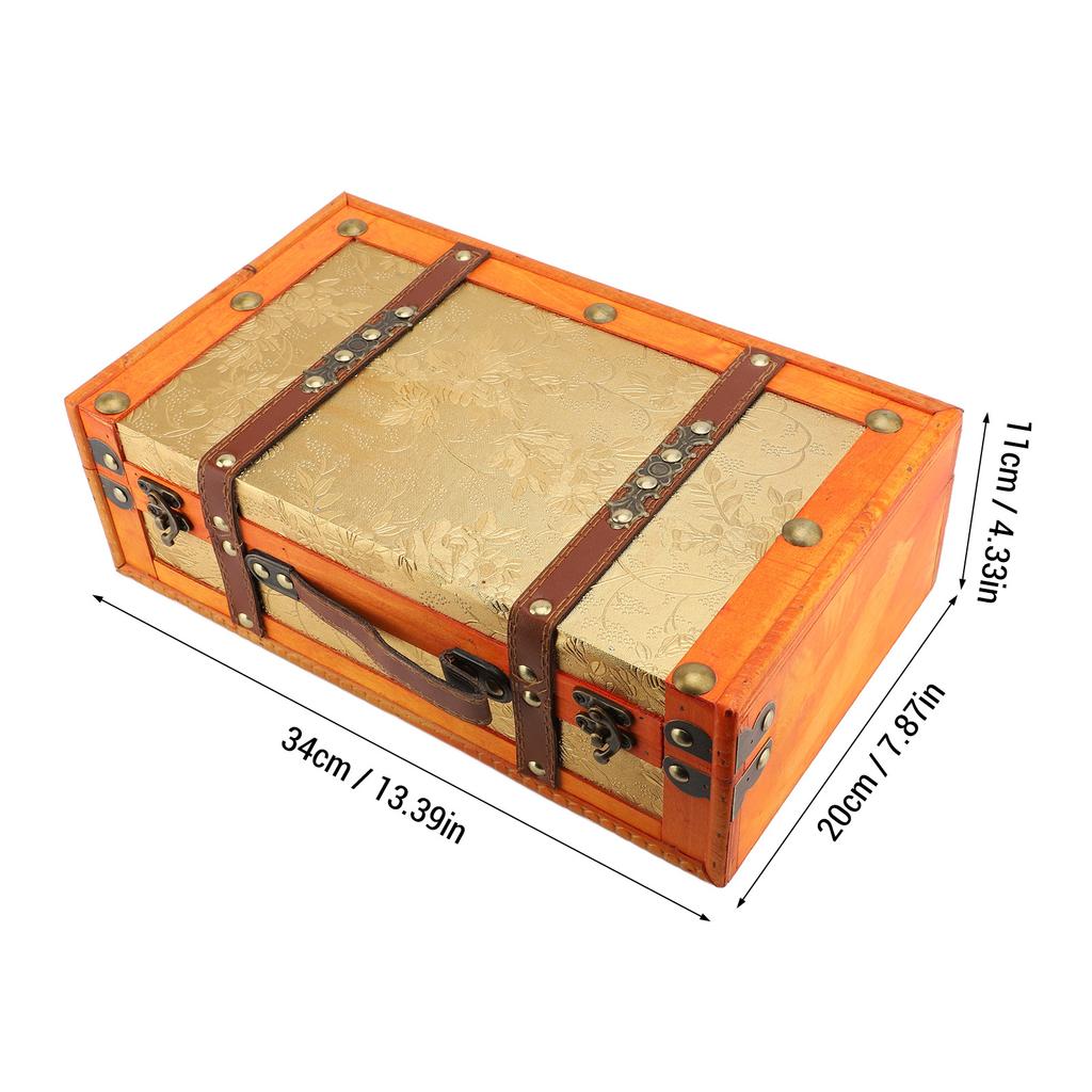 Vintage Suitcase Leather Wood Antique Storage Chest Versatile Vintage Luggage Trunk for Home Decoration Photography Props
