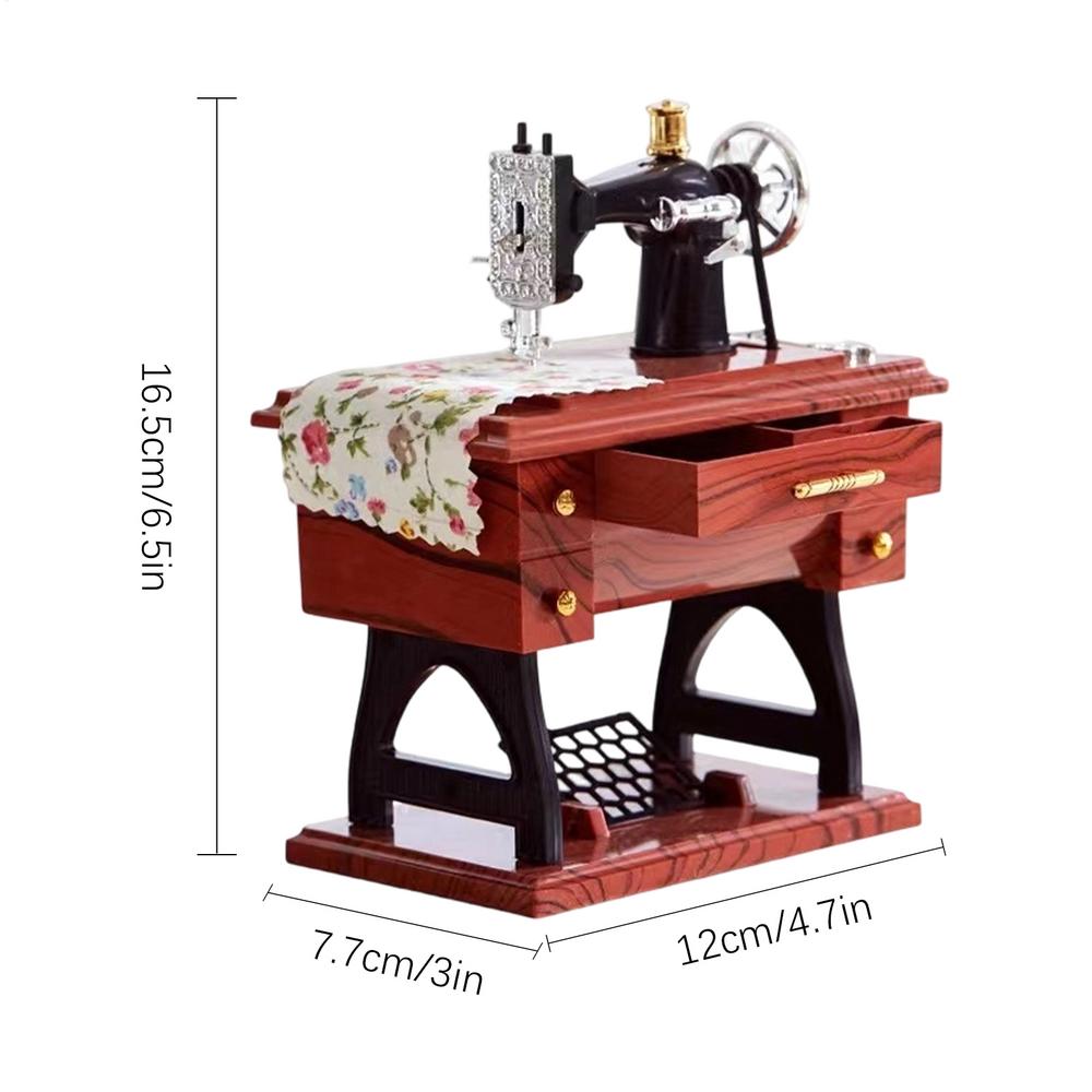 

Sewing Machine Vintage Music Box Hand-crank Vintage Music Box Ornament Sewing Machine Desk Decoration for Wedding Party