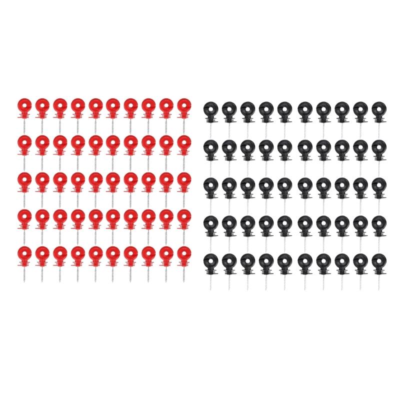 50-piece/set Electric Fence Insulators Screw-In Rings Insulators Electric Fence Accessories Suitable for Wood Post