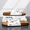 Fashion New Leather Cork Flip-flops Male Couple Retro Summer Wear Muller Slippers Fashion Casual Beach Sandals