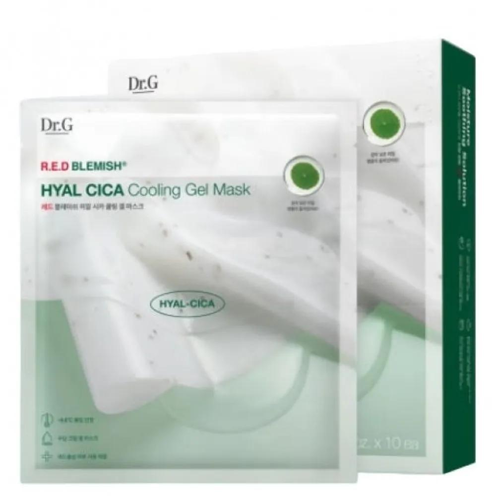 Dr.G Red Blemish Hyal Cica Cooling Gel Mask 27g x 10 sheets, Soothing Moisturizing Cooling Sheet Mask Hydration Care