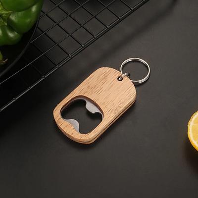 1 Pcs Accessories Easy Beer Bottle Opener Wooden Handle Bar Kitchen Party Favors Keychain