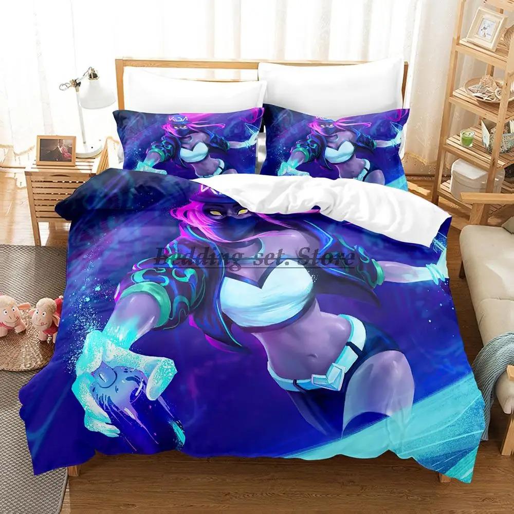 Kda The Baddest Zestaw Pościeli Pojedynczy Bliźniak Pełny Queen King Size Zestaw na Łóżko Aldult Dziecko Sypialnia Zestawy Poszewek na Kołdrę Zestaw Arkuszy Anime