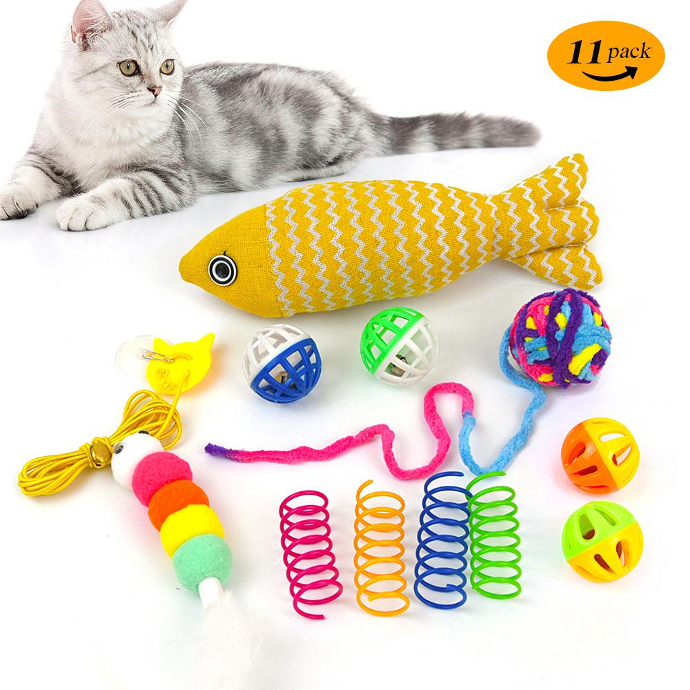 

Набор игрушек для кошек Bell Yarn Ball Rainbow Caterpillar Cat Spring 11 предметов Cat Set 11-piece set