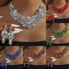 3PC Women's Wedding Season Fashion Luxury Flower Necklace Earrings Jewelry Set Suitable for Wedding Parties and Festival Gifts