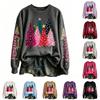 Women's Fashion Long Sleeve Crewneck Pullover Sweatshirt with Christmas Print Top