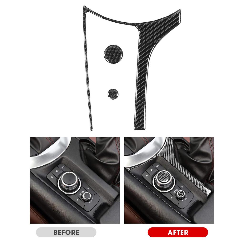 3 Pcs Carbon Fiber Interior Multimedia Box Frame Button Cover For Mazda MX5 ND
