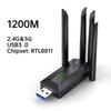 1200 Mbps WiFi USB Adaptörü Çift Bant 2.4G + 5 Ghz Wi-Fi Dongle 4 Anten 802.11AC USB3.0 Yüksek Hızlı Kablosuz Ağ Kartı wifi Alıcısı PC/Dizüstü Bilgisayar