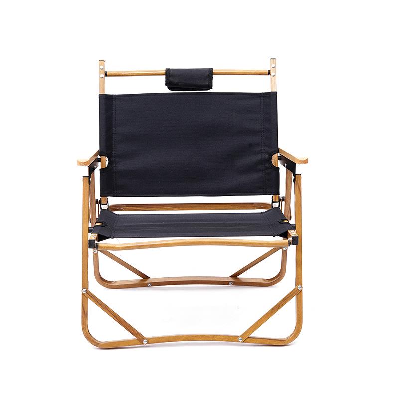 Bärbar Fällbar Campingstol i Aluminium med Träådringssits - Idealisk för Utomhusbruk, Fiske och Användning som Kermitstol