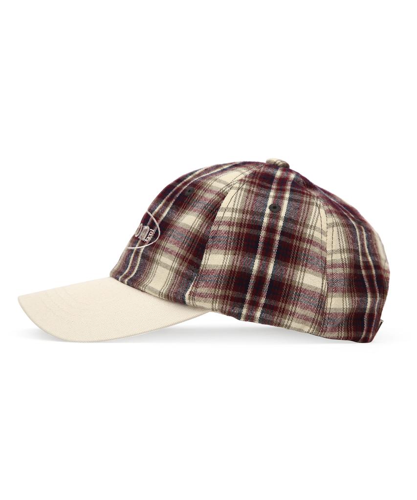 Eondeokeonteulol Check Pattern Ball Cap R Cross Logo / Classic B B / Wine Check