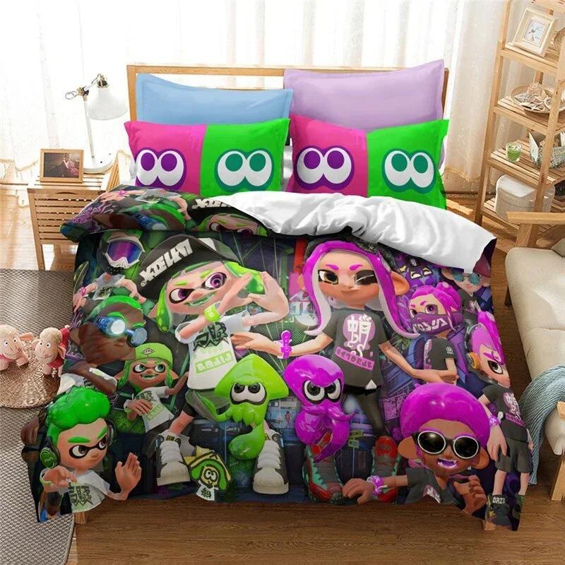 3D Printed Game Splatoons Comfortable Duvet Quilt Cover Pillowcase Bedding Set Children Bedroom Decoration Home Textile