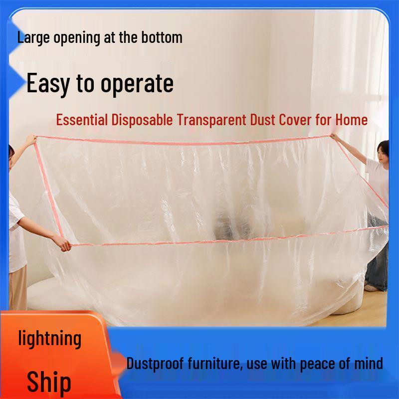 Large Dustproof Sofa and Bed Disposable Drawstring Cover with Elastic Edges