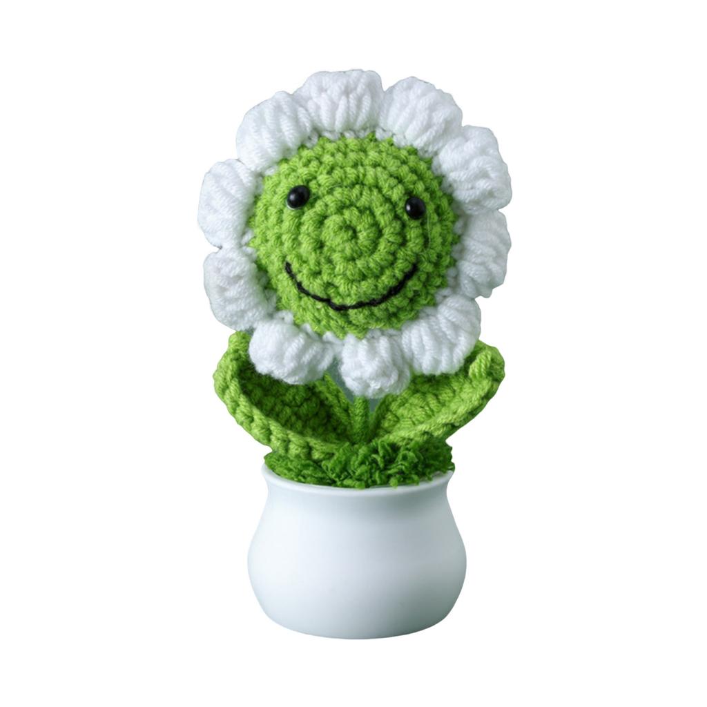 Single Handmade Crocheted Puff Flower Pot - Multicolored Decorative Flower For Home, Or Gifting (Choose Your Favorite Color)