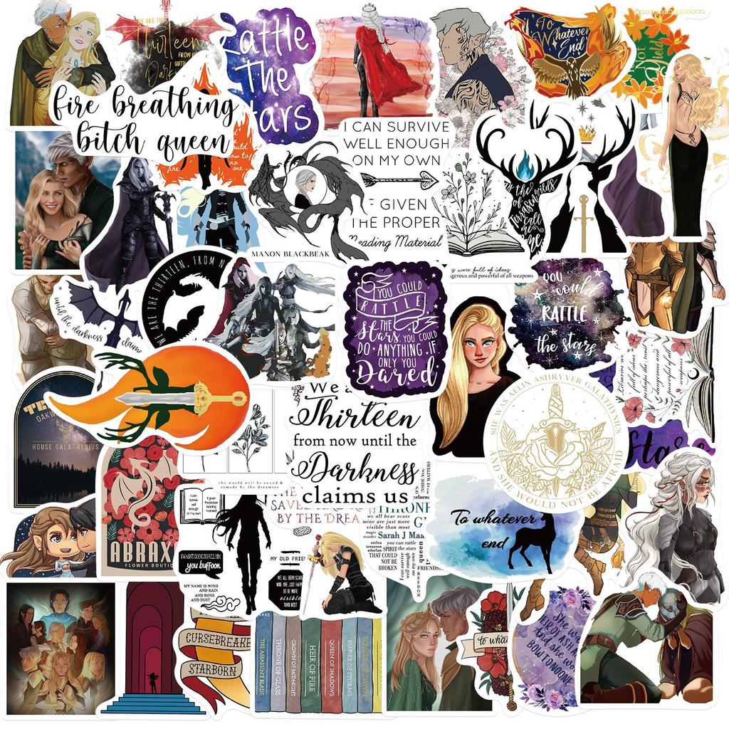 50 Reading Books Throne of Glass Graffiti Stickers Guitar Notebook Suitcase DIY Waterproof Stickers