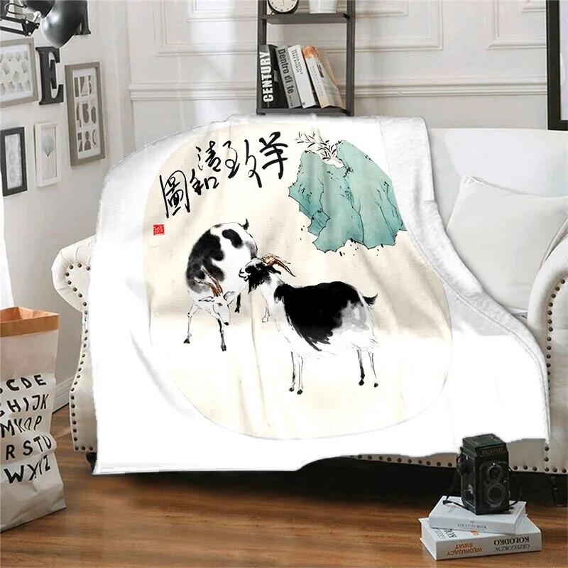 Twelve Chinese Zodiac Signs Pattern Printing Manta Sofa Bed Cover Soft  Blanket Plaid Soft Warm Flannel Throw Blankets Fans Gif
