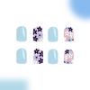 Square Press On Nail Flower Fake Nail Glues On Nail Artificial Acrylic Nail 12 Size 48pcs Stick On Nail for Women Girls