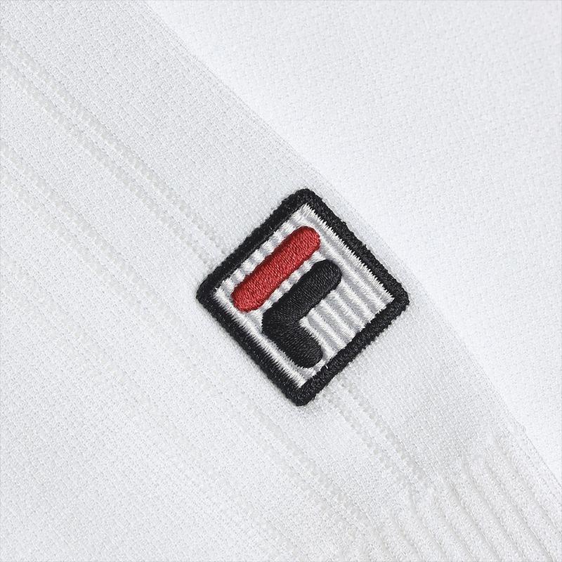 FILA HERITAGE Fashion Minimalist Classic Retro Elegant Versatile Comfortable Woven Short Sleeve Knit Top Women Cloud White F11W628412FWT