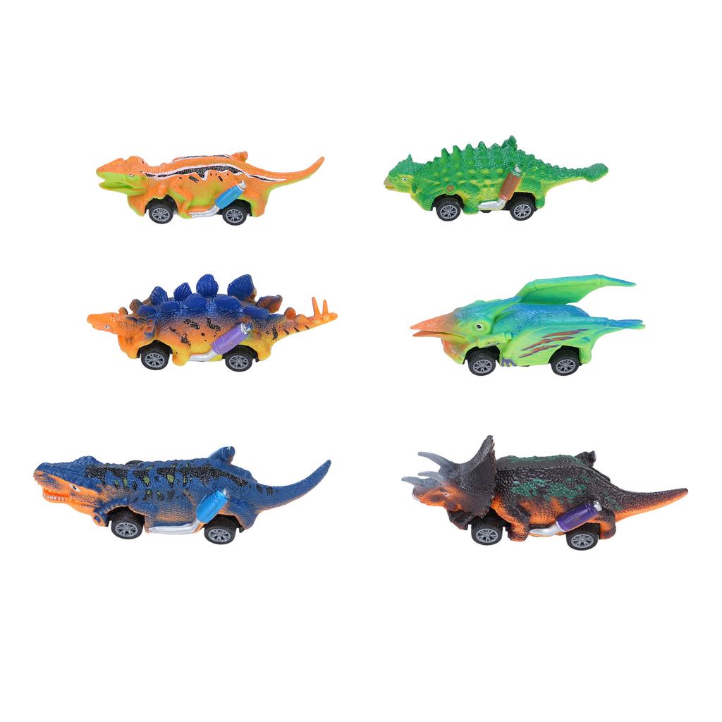 6 Pack Dinosaur Toy Pull Back Car Transforming Race Multicolor Plastic Dino Toys