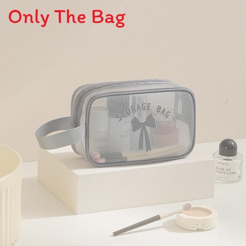 Nylon Mesh Travel Toiletry Bag With Breathable Design For Outdoor And Camping Use GraySmall