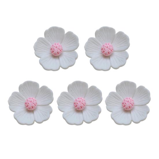5Pcs Resin Flowers DIY Accessories Flat Back Blooms Ornaments for Jewelry Hair Accessories DIY Craft Projects