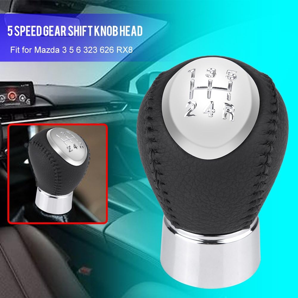 Keenso Manual 5 Speed Shift Knob, Car Auto Gear Shifter Knob Stick Head Lever for Mazda 3 5 6 323 626 RX8 Black