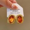Silver Needle Tiger Eye Geometric Irregular Stud Earrings - Autumn Winter Retro Niche High-End Style.