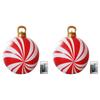 24 Inch Light Up PVC Inflatable Christmas Ball New Years Christmas Ornaments with Light and Remote Holiday Yard Lawn Porch Decor