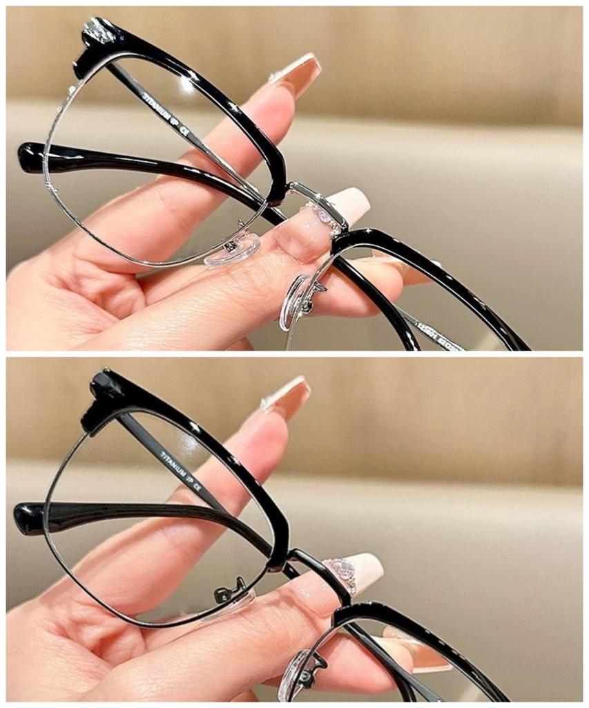 Korean Square Metal Frame Glasses for Women Men Anti-Blue Light Eyewear Unisex Outdoor Street Eyeglasses
