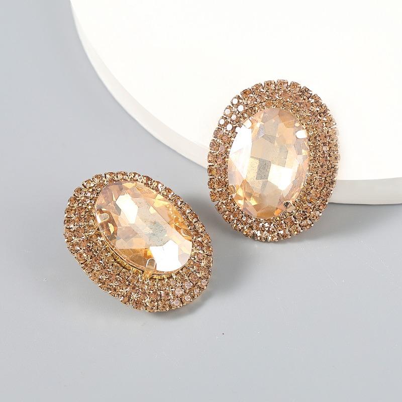 Exaggerated Claw Chain Oval Ultra-bright Earrings and Stud Earrings