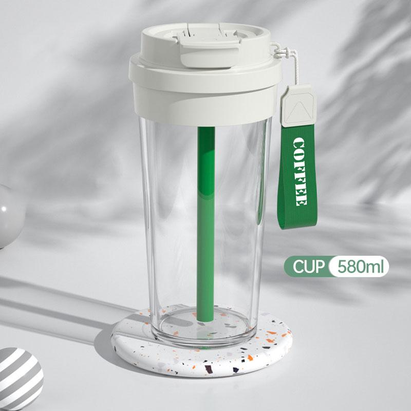 Large Capacity Coffee Cup Sports Straw Plastic Water Cup Children Students Couples Portable Cups Water Bottle