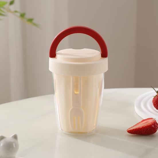 Salad Cup 501-600ml Food-Grade Portable Leak-Proof Design Salad Jar with Spoon Enhanced Drainage