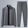 Tuta Sportiva da Uomo in Cotone Primavera Autunno Collo Alto Felpa Mezza Età Anziani Casual Elegante Cardigan Vestibilità Larga 2 Pezzi