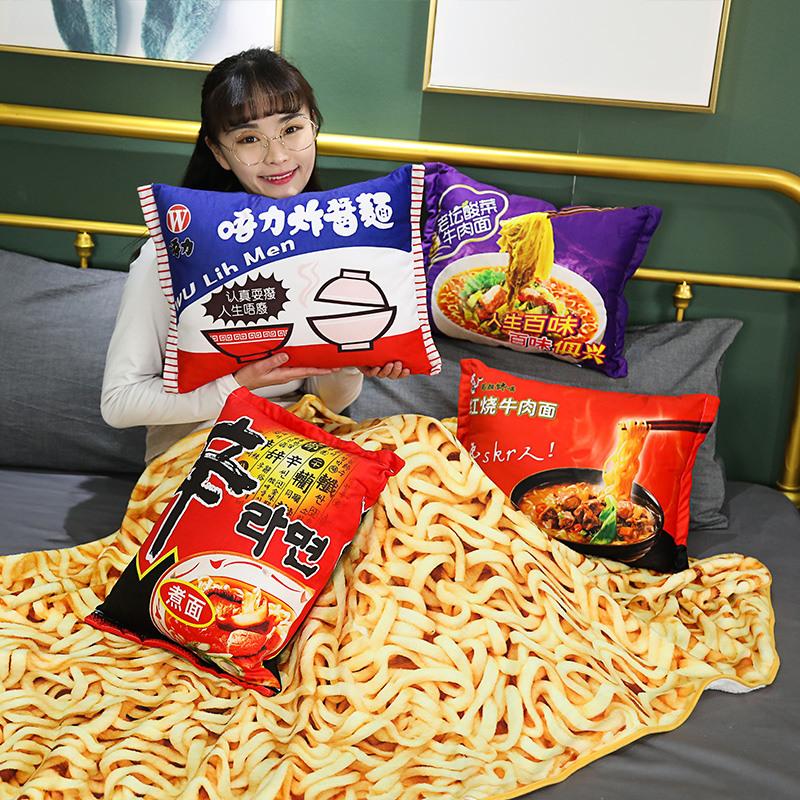Kawaii Simulationsnudeln Kissen mit Decke Stofftier Essen Ramen Plüschkissen Kissen Essen Plüschtier Heimdekoration