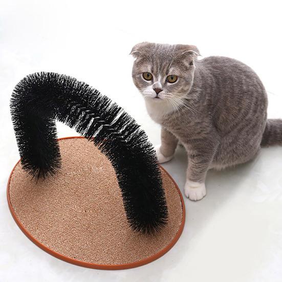 Cat Self-Grooming Toy Arch Grooming Brush with Heavy Scratching Pad Cat Scratcher And Body Massager Self Groomer for Indoor Cats Massage