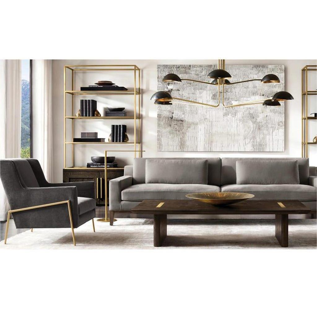 Lustre Sputnik Feito à Mão em Latão Preto e Antigo – Luminária Italiana Mid-Century