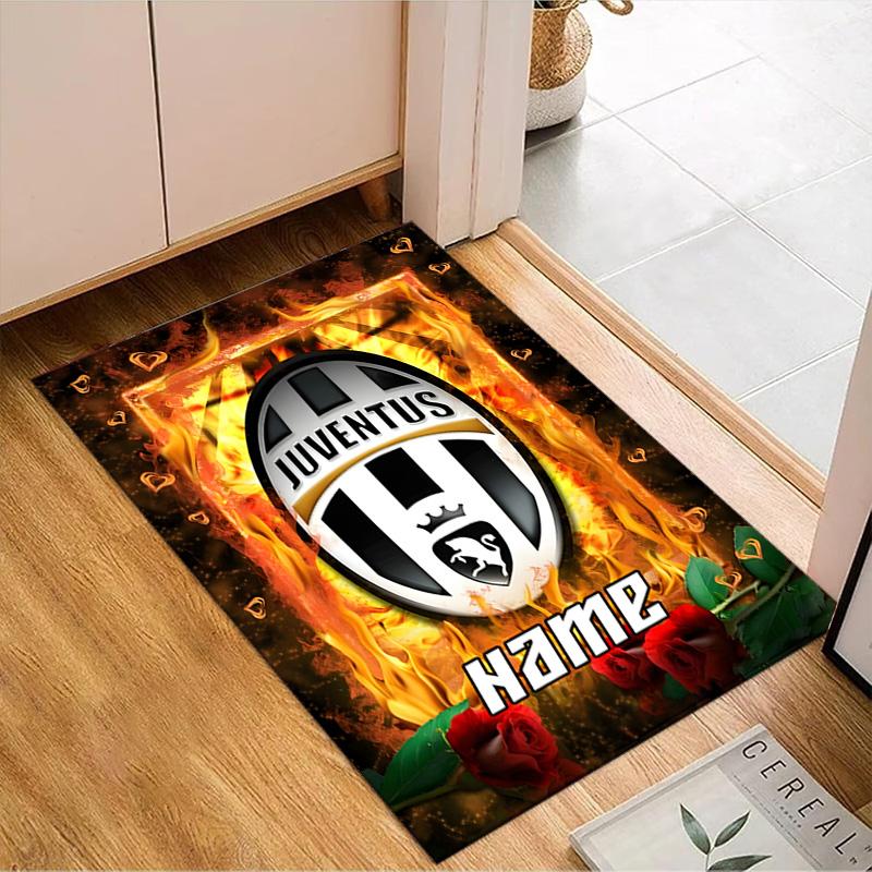 Custom Name Juventus Sportive Rug Game Carpet, Floor Mat for Bedroom Living Room Entryway Rug, Home Decor Idea Gift for Christmas Birthday