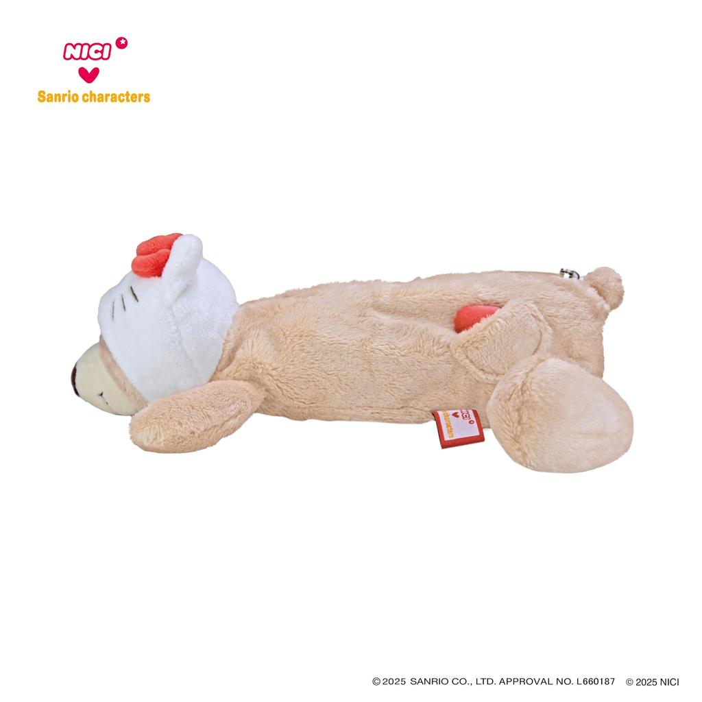 NICI x Sanrio Characters Figure Pouch Love Bear Brown x Kitty