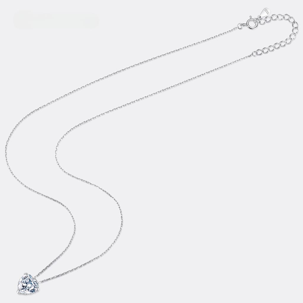 Delicate Sparkling Heart Moissanite Pendant Necklace 925 Sterling Silver 1CT Lab Diamond Fine Jewelry For Women