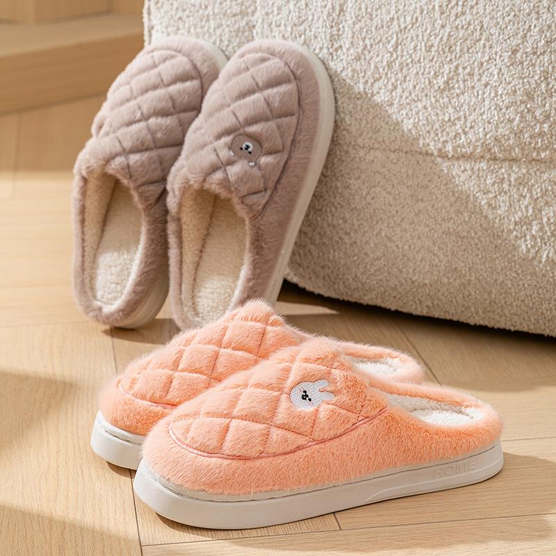 Cotton slippers autumn and winter couple indoor plush thickened bottom non-slip warm home plush slippers winter