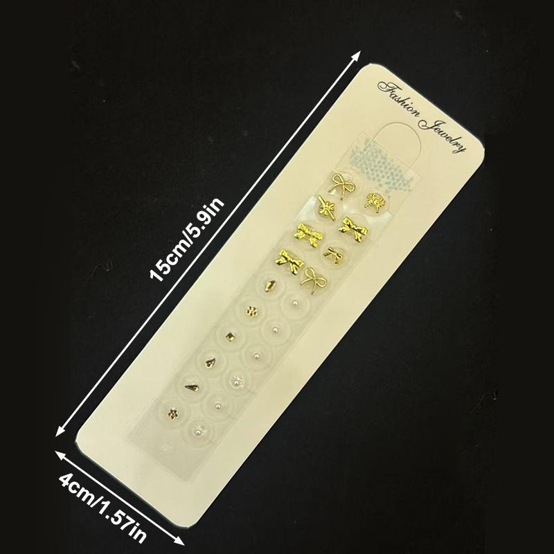 Fashion Bowknot Colorful Rhinestone Pearls Ear Point Stickers Ear Pressure Stick Acupuncture Auricular Ear Stickers Massage