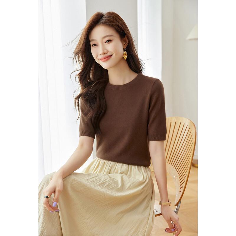 Srcr Women's 100% Merino Wool Short Sleeve Knit Tee