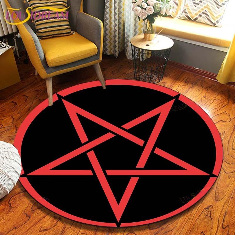 Satan Skull 3D Print Waterproof and Non-slip Circle Cute Floor Rug Round Area Rugs Living Room Children Chair Tent Carpets