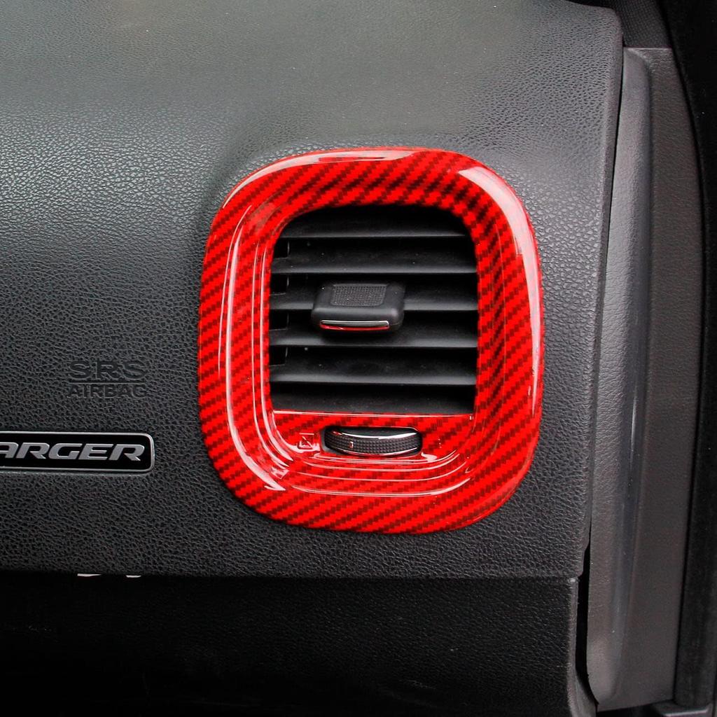 crosselec Red Carbon Fiber Air Vent Cover AC Outlet Trim kit for Dodge Charger 2015+