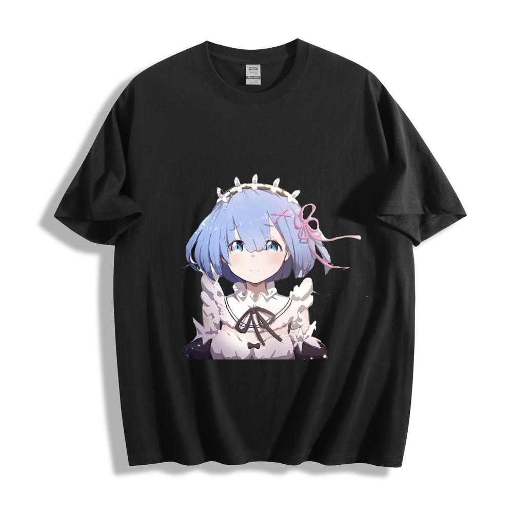 Re:Zero Rem Portrait T-Shirt - Blue Hair and Maid Headdress Design Unisex Tee