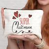 French Thank You Maîtresse Print Travel Cosmetics Bag Lipstick Bag Pencil Case Pouch Bags for Women Back To School Gift
