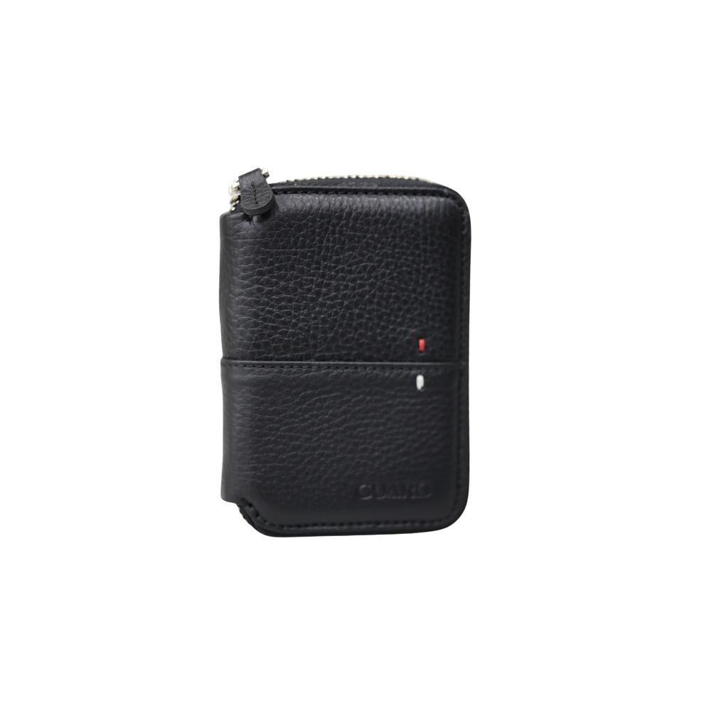

Black Leather Mini Wallet with Guard Zipper чёрный