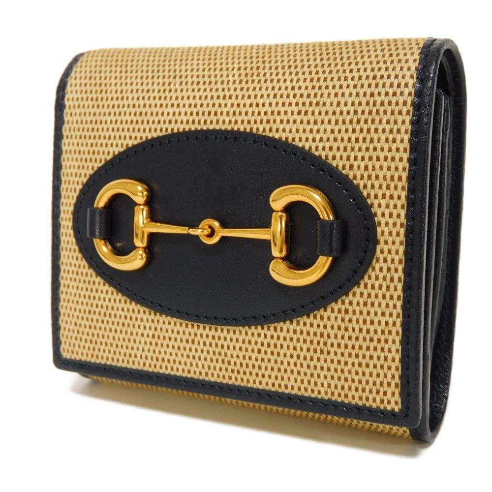 Used 9539 Horsebit 1955 Small Wallet 621891 H58AG 2599 7941 Navy Excellent Condition Japan Limited Canvas Beige Unisex