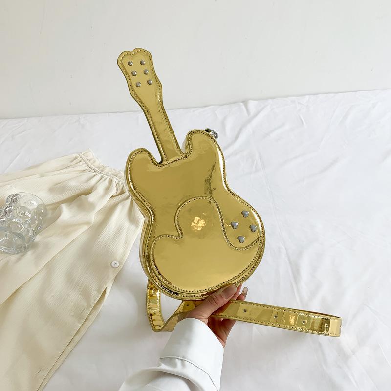 

2024 контрастный цвет PU модная персонализированная в форме скрипки милая женская сумка сумка через плечо сумка-мессенджер портативная женская сумка золотой