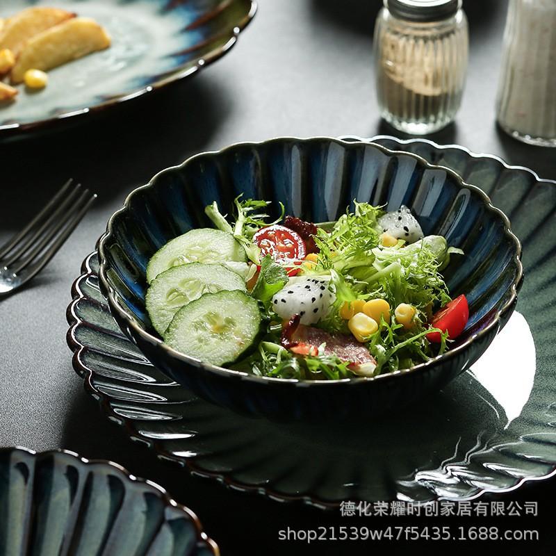 Japanese Retro Ceramic Dinnerware Set Handmade Glazed Stoneware Bowls Plates Home Dining Tableware