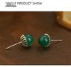 Banyan Tree S925 Silver Chinese Agate Earrings – Retro, Elegant, and Simple Design for Women